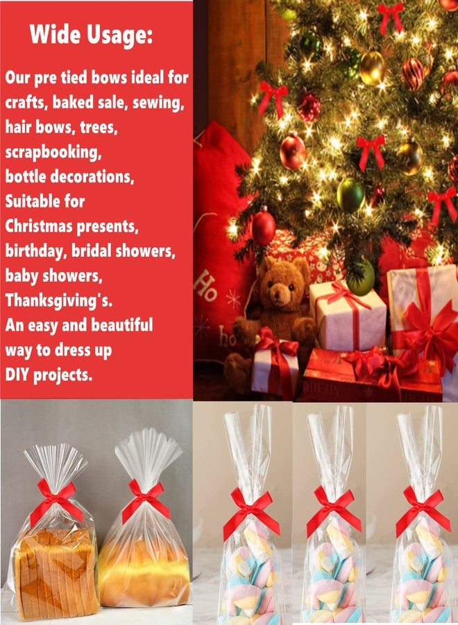 GUIFIER 50 Pack 3" Red Ribbon Twist Tie Bows, Pre Tied Bows for Gifts, Bow Ties for Bags, Twist Bows for Treats, Bow Twist Ties, Ribbon Bows with Twist Ties, Pretied Bows for Lollipops, Cake Pops - Image 3